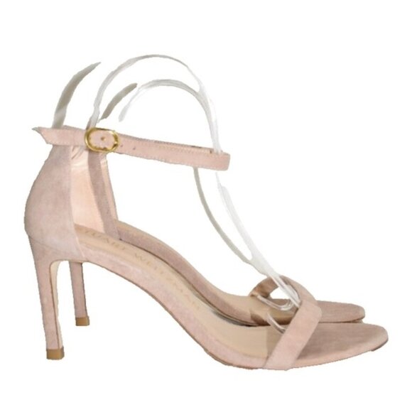 $475 STUART WEITZMAN NUNAKED STRAP SANDAL SUEDE DOLCE TAUPE NUDIST 8 (4) (DB12) - Picture 2 of 6